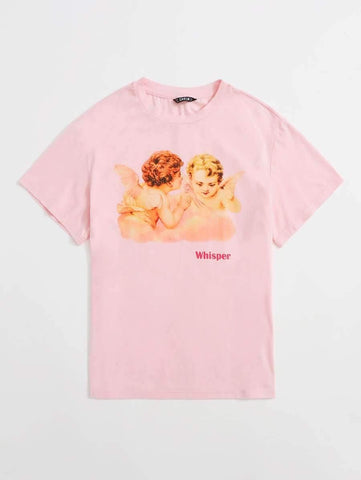 Cherub & Letter Graphic Tee - takostyle