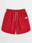 Men Letter Patched Drawstring Waist Shorts