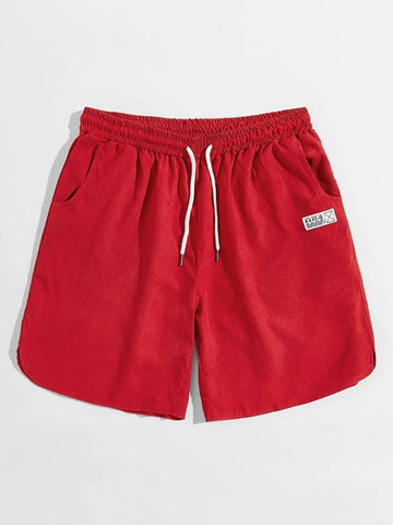 Men Letter Patched Drawstring Waist Shorts