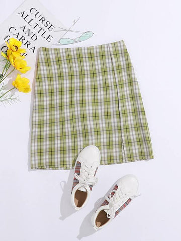 Zip Back Tartan Print Skirt - takostyle