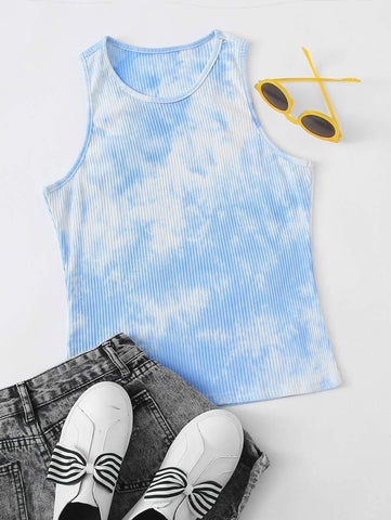 Tie Dye Rib-knit Tank Top - takostyle