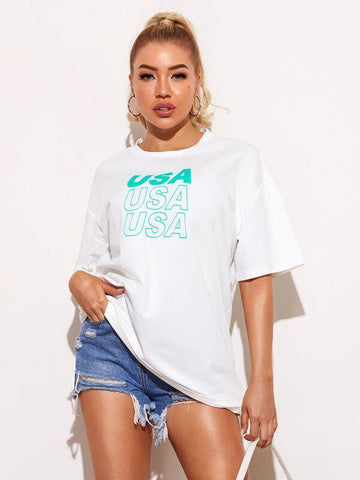 Letter Graphic Oversized Tee - takostyle