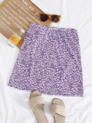 Lettuce Trim Ditsy Floral Mesh Skirt - takostyle