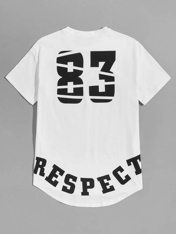 Men Letter Graphic Curved Hem Top