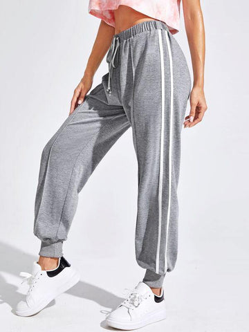 Seam Front Striped Side Sweatpants - takostyle