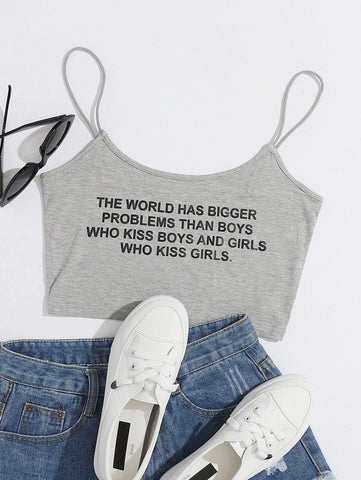 Slogan Graphic Cami Top - takostyle